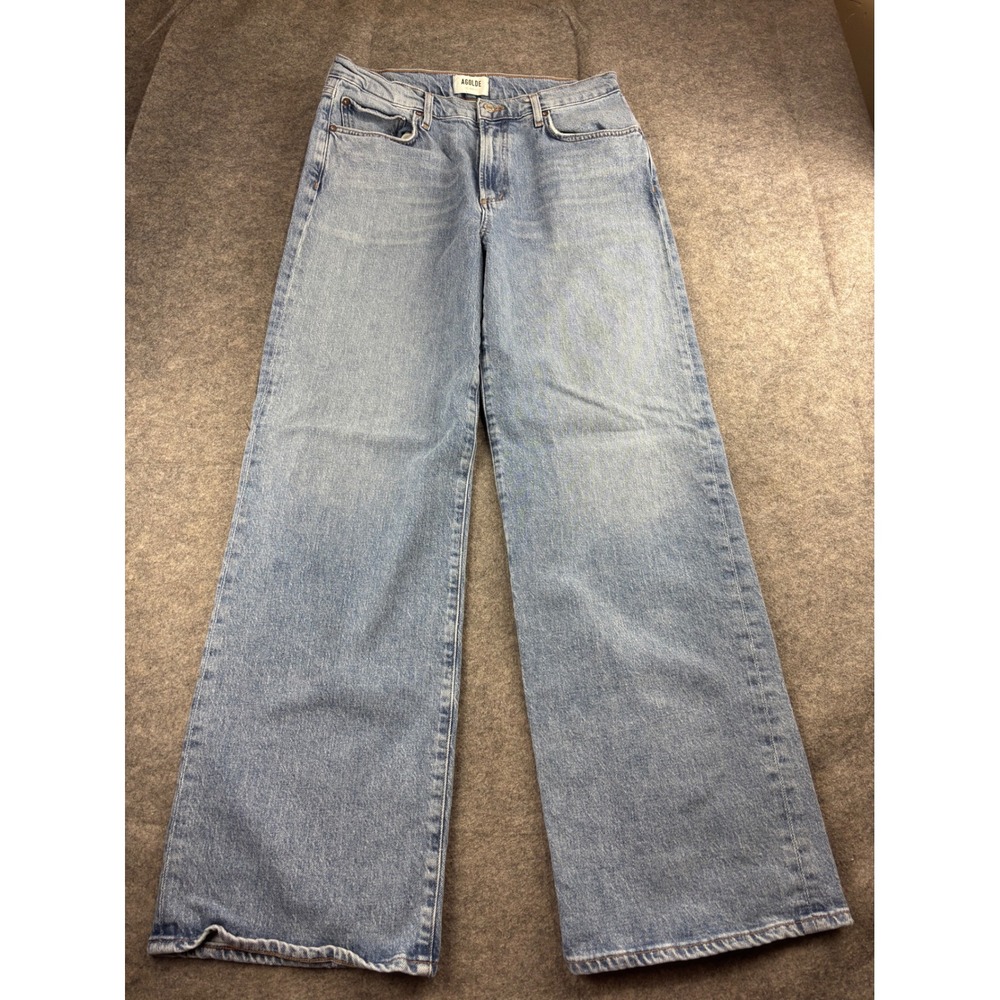 AGOLDE Women's 29 HARPER Light Wash High Rise Baggy Wide Leg Jeans Blue Denim